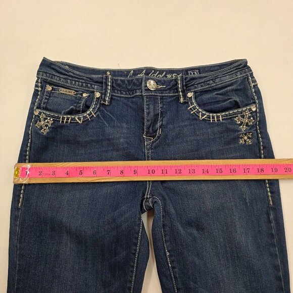 Vintage Y2K‎ L.A. Idol Dark Wash Mid Rise Bedazzled Bootcut Denim Jeans Size 13 - Picture 13 of 15